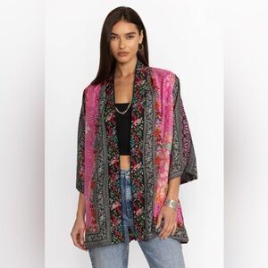 Johnny Was Rose Spark Yena Reversible Silk Floral Boho Kimono Large